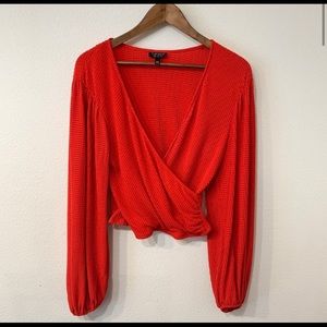 Topshop Waffle Twist Front Top